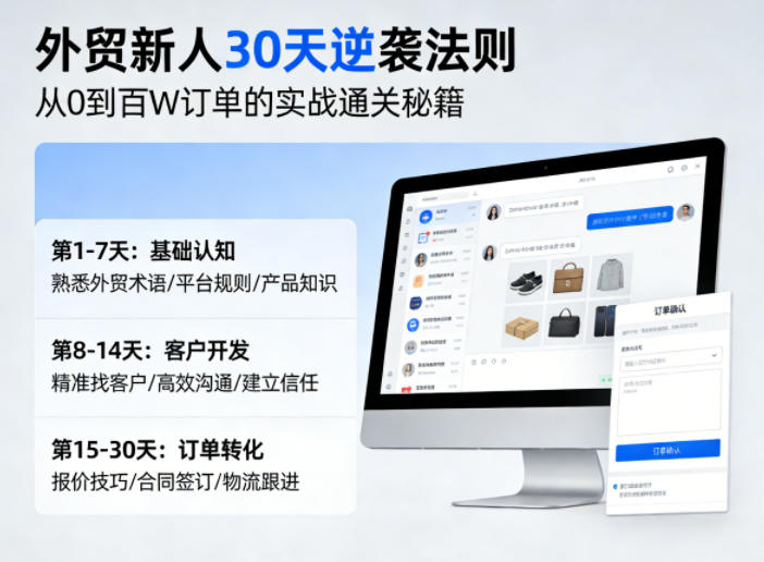 外贸新人30天逆袭法则，教你从0到百W订单的实战通关秘籍瀚萌资源网-网赚网-网赚项目网-虚拟资源网-国学资源网-易学资源网-本站有全网最新网赚项目-易学课程资源-中医课程资源的在线下载网站！瀚萌资源网