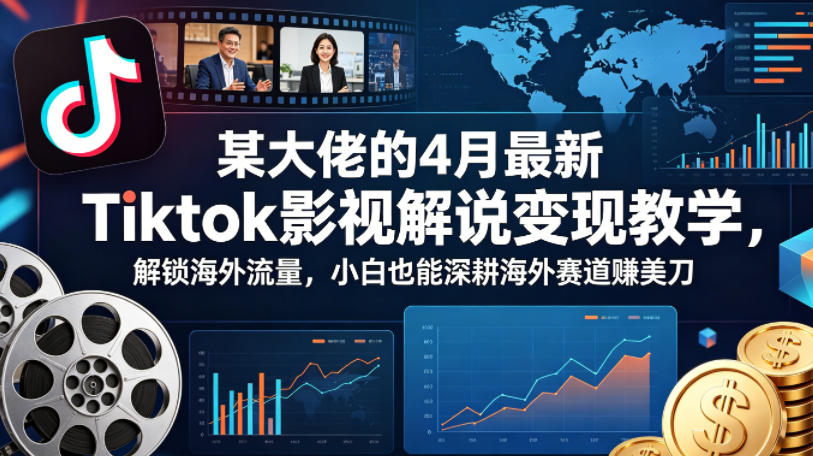 某大佬的4月最新Tiktok影视解说变现教学，解锁海外流量，小白也能深耕海外赛道賺美刀瀚萌资源网-网赚网-网赚项目网-虚拟资源网-国学资源网-易学资源网-本站有全网最新网赚项目-易学课程资源-中医课程资源的在线下载网站！瀚萌资源网