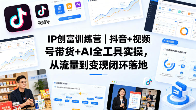 IP创富训练营｜抖音+视频号带货+AI全工具实操，从流量到变现闭环落地瀚萌资源网-网赚网-网赚项目网-虚拟资源网-国学资源网-易学资源网-本站有全网最新网赚项目-易学课程资源-中医课程资源的在线下载网站！瀚萌资源网
