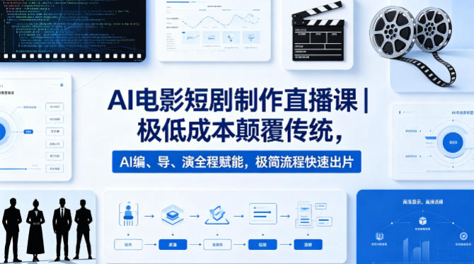 AI电影短剧制作直播课｜极低成本颠覆传统，AI编、导、演全程赋能，极简流程快速出片瀚萌资源网-网赚网-网赚项目网-虚拟资源网-国学资源网-易学资源网-本站有全网最新网赚项目-易学课程资源-中医课程资源的在线下载网站！瀚萌资源网