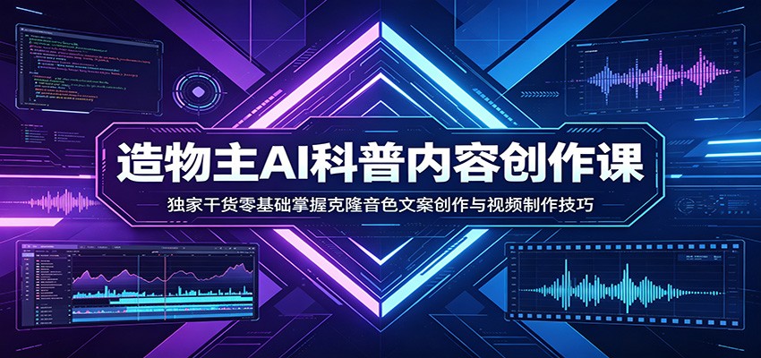 AI科普内容创作课：独家干货零基础掌握克隆音色文案创作与视频制作技巧瀚萌资源网-网赚网-网赚项目网-虚拟资源网-国学资源网-易学资源网-本站有全网最新网赚项目-易学课程资源-中医课程资源的在线下载网站！瀚萌资源网