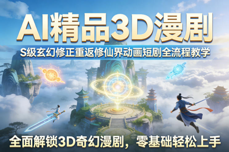 AI精品3D漫剧S级玄幻修正重返修仙界动画短剧全流程教学，全面解锁3D奇幻漫剧，零基础轻松上手瀚萌资源网-网赚网-网赚项目网-虚拟资源网-国学资源网-易学资源网-本站有全网最新网赚项目-易学课程资源-中医课程资源的在线下载网站！瀚萌资源网