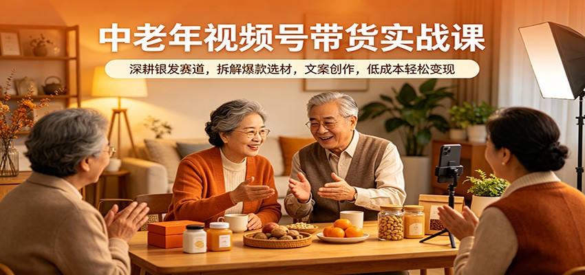 中老年视频号带货实战课：深耕银发赛道，拆解爆款选材，文案创作，低成本轻松变现瀚萌资源网-网赚网-网赚项目网-虚拟资源网-国学资源网-易学资源网-本站有全网最新网赚项目-易学课程资源-中医课程资源的在线下载网站！瀚萌资源网