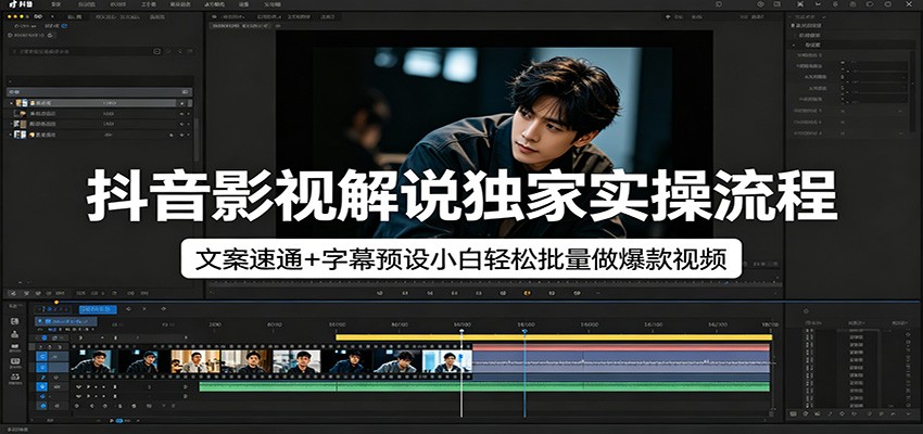 抖音影视解说独家实操流程，文案速通+字幕预设小白轻松批量做爆款视频瀚萌资源网-网赚网-网赚项目网-虚拟资源网-国学资源网-易学资源网-本站有全网最新网赚项目-易学课程资源-中医课程资源的在线下载网站！瀚萌资源网