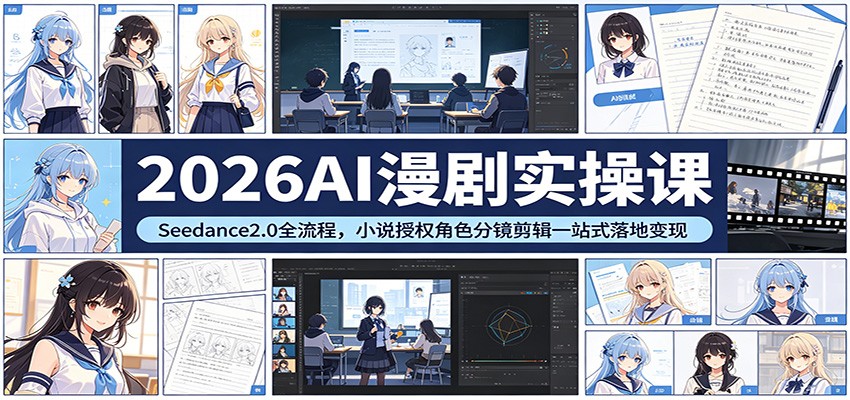 2026AI漫剧实操课：Seedance2.0全流程，小说授权角色分镜剪辑一站式落地变现瀚萌资源网-网赚网-网赚项目网-虚拟资源网-国学资源网-易学资源网-本站有全网最新网赚项目-易学课程资源-中医课程资源的在线下载网站！瀚萌资源网