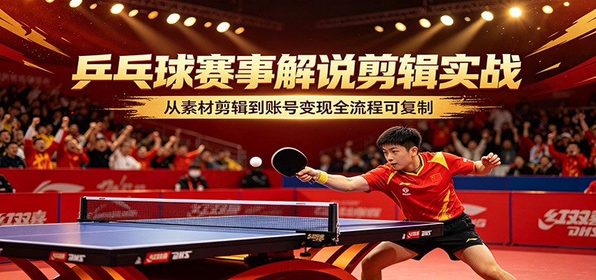 乒乓球赛事解说剪辑实战，从素材剪辑到账号变现全流程可复制瀚萌资源网-网赚网-网赚项目网-虚拟资源网-国学资源网-易学资源网-本站有全网最新网赚项目-易学课程资源-中医课程资源的在线下载网站！瀚萌资源网