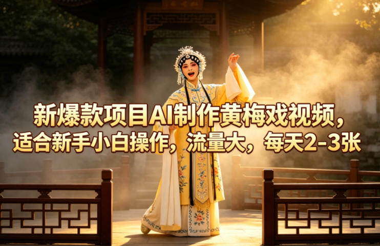 新爆款项目AI制作黄梅戏视频，适合新手小白操作，流量大，每天2-3张瀚萌资源网-网赚网-网赚项目网-虚拟资源网-国学资源网-易学资源网-本站有全网最新网赚项目-易学课程资源-中医课程资源的在线下载网站！瀚萌资源网