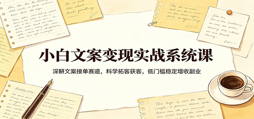 小白文案变现实战系统课：深耕文案接单赛道，科学拓客获客，低门槛稳定增收副业瀚萌资源网-网赚网-网赚项目网-虚拟资源网-国学资源网-易学资源网-本站有全网最新网赚项目-易学课程资源-中医课程资源的在线下载网站！瀚萌资源网