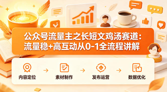 公众号流量主之长短文鸡汤赛道，流量稳+高互动，从0-1全流程讲解瀚萌资源网-网赚网-网赚项目网-虚拟资源网-国学资源网-易学资源网-本站有全网最新网赚项目-易学课程资源-中医课程资源的在线下载网站！瀚萌资源网