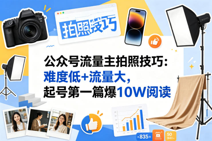 公众号流量主之拍照技巧赛道，难度低+流量大，起号第一篇就爆了10w阅读瀚萌资源网-网赚网-网赚项目网-虚拟资源网-国学资源网-易学资源网-本站有全网最新网赚项目-易学课程资源-中医课程资源的在线下载网站！瀚萌资源网