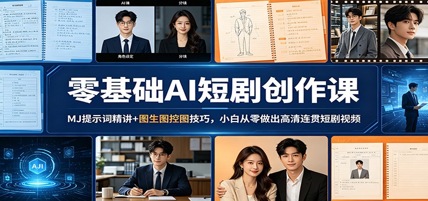 零基础AI短剧创作课：MJ提示词精讲+图生图控图技巧，小白从零做出高清连贯短剧视频瀚萌资源网-网赚网-网赚项目网-虚拟资源网-国学资源网-易学资源网-本站有全网最新网赚项目-易学课程资源-中医课程资源的在线下载网站！瀚萌资源网