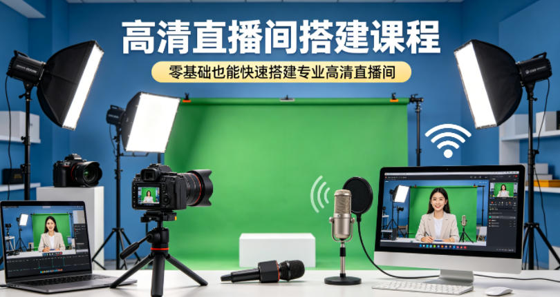 高清直播间搭建课程，零基础也能快速搭建专业高清直播间瀚萌资源网-网赚网-网赚项目网-虚拟资源网-国学资源网-易学资源网-本站有全网最新网赚项目-易学课程资源-中医课程资源的在线下载网站！瀚萌资源网
