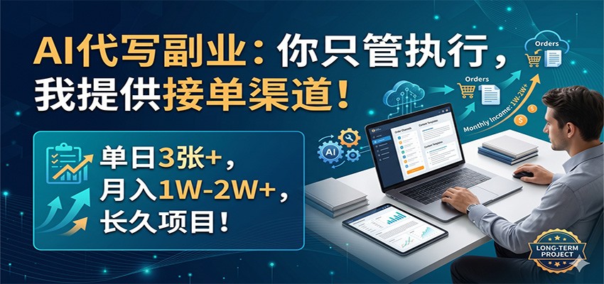 AI代写副业：你只管执行，我提供接单渠道！单日3张+，月入1W-2W+，长久项目瀚萌资源网-网赚网-网赚项目网-虚拟资源网-国学资源网-易学资源网-本站有全网最新网赚项目-易学课程资源-中医课程资源的在线下载网站！瀚萌资源网