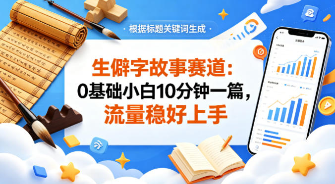 公众号流量主——生僻字故事赛道，流量稳，好上手，0基础小白也能10分钟一篇瀚萌资源网-网赚网-网赚项目网-虚拟资源网-国学资源网-易学资源网-本站有全网最新网赚项目-易学课程资源-中医课程资源的在线下载网站！瀚萌资源网