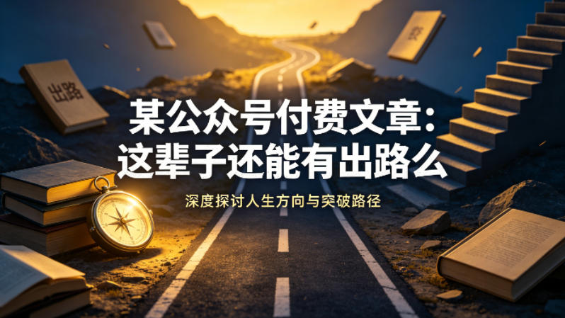 某公众号付费文章：这辈子还能有出路么瀚萌资源网-网赚网-网赚项目网-虚拟资源网-国学资源网-易学资源网-本站有全网最新网赚项目-易学课程资源-中医课程资源的在线下载网站！瀚萌资源网