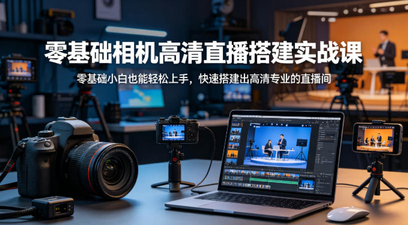 零基础相机高清直播间搭建实战课，小白也能轻松上手，快速搭建出高清专业的直播间瀚萌资源网-网赚网-网赚项目网-虚拟资源网-国学资源网-易学资源网-本站有全网最新网赚项目-易学课程资源-中医课程资源的在线下载网站！瀚萌资源网
