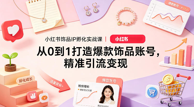 小红书饰品IP孵化实战课｜从0到1打造爆款饰品账号，精准引流变现瀚萌资源网-网赚网-网赚项目网-虚拟资源网-国学资源网-易学资源网-本站有全网最新网赚项目-易学课程资源-中医课程资源的在线下载网站！瀚萌资源网