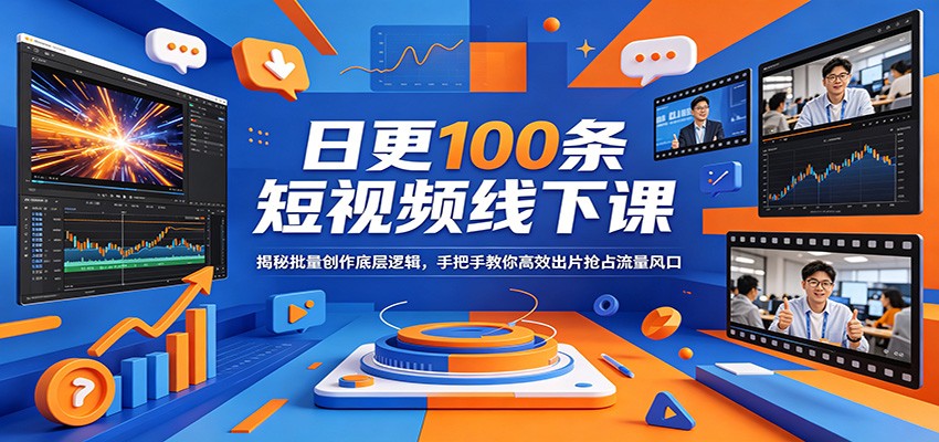 日更100条短视频线下课：揭秘批量创作底层逻辑，手把手教你高效出片抢占流量风口瀚萌资源网-网赚网-网赚项目网-虚拟资源网-国学资源网-易学资源网-本站有全网最新网赚项目-易学课程资源-中医课程资源的在线下载网站！瀚萌资源网