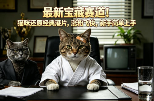 最新宝藏赛道！猫咪还原经典港片，涨粉飞快，新手简单上手瀚萌资源网-网赚网-网赚项目网-虚拟资源网-国学资源网-易学资源网-本站有全网最新网赚项目-易学课程资源-中医课程资源的在线下载网站！瀚萌资源网