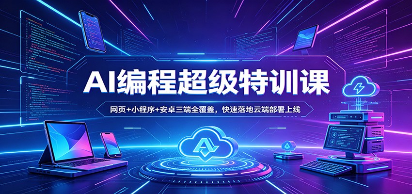 AI编程超级特训课：网页+小程序+安卓三端全覆盖，快速落地云端部署上线瀚萌资源网-网赚网-网赚项目网-虚拟资源网-国学资源网-易学资源网-本站有全网最新网赚项目-易学课程资源-中医课程资源的在线下载网站！瀚萌资源网