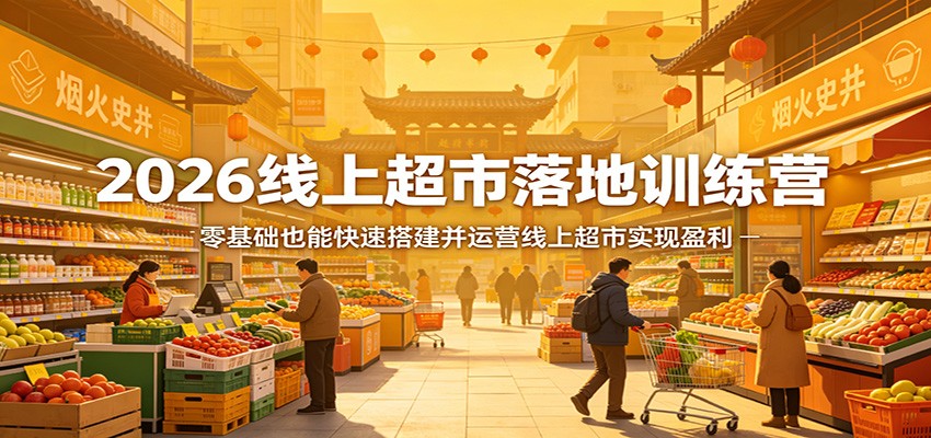 2026线上超市落地训练营，零基础也能快速搭建并运营线上超市实现盈利瀚萌资源网-网赚网-网赚项目网-虚拟资源网-国学资源网-易学资源网-本站有全网最新网赚项目-易学课程资源-中医课程资源的在线下载网站！瀚萌资源网