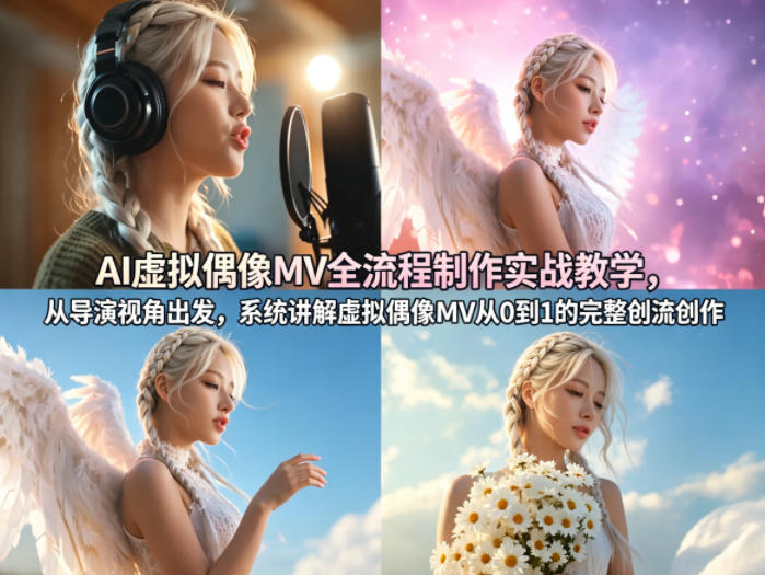 AI虚拟偶像MV全流程制作实战教学，从导演视角出发，系统讲解虚拟偶像MV从0到1的完整创作流程瀚萌资源网-网赚网-网赚项目网-虚拟资源网-国学资源网-易学资源网-本站有全网最新网赚项目-易学课程资源-中医课程资源的在线下载网站！瀚萌资源网