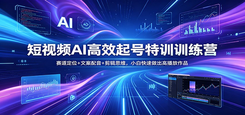 短视频AI高效起号特训训练营：赛道定位+文案配音+剪辑思维，小白快速做出高播放作品瀚萌资源网-网赚网-网赚项目网-虚拟资源网-国学资源网-易学资源网-本站有全网最新网赚项目-易学课程资源-中医课程资源的在线下载网站！瀚萌资源网