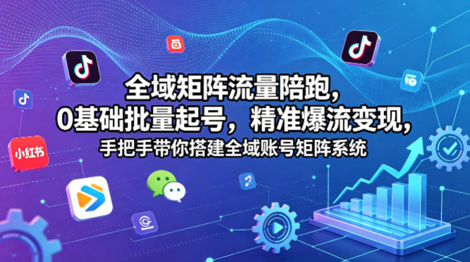 全域矩阵流量陪跑，0基础批量起号，精准爆流变现，手把手带你搭建全域账号矩阵系统瀚萌资源网-网赚网-网赚项目网-虚拟资源网-国学资源网-易学资源网-本站有全网最新网赚项目-易学课程资源-中医课程资源的在线下载网站！瀚萌资源网