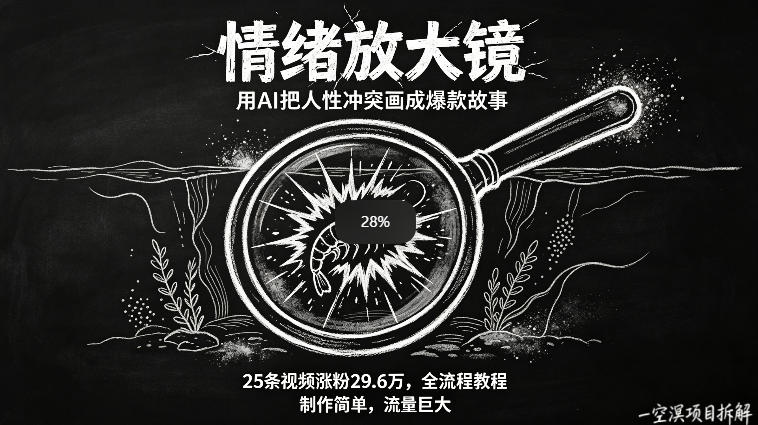 AI制作“情绪放大镜“视频，25条视频涨粉29.6W粉，流量巨大，制作简单，全流程教程瀚萌资源网-网赚网-网赚项目网-虚拟资源网-国学资源网-易学资源网-本站有全网最新网赚项目-易学课程资源-中医课程资源的在线下载网站！瀚萌资源网