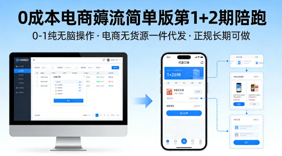 0成本电商薅流简单版第1+2期陪跑，0-1纯无脑操作，电商无货源一件代发，正规长期可做瀚萌资源网-网赚网-网赚项目网-虚拟资源网-国学资源网-易学资源网-本站有全网最新网赚项目-易学课程资源-中医课程资源的在线下载网站！瀚萌资源网