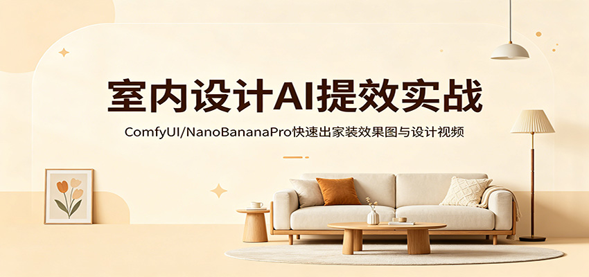 室内设计AI提效实战：ComfyUI/NanoBananaPro快速出家装效果图与设计视频瀚萌资源网-网赚网-网赚项目网-虚拟资源网-国学资源网-易学资源网-本站有全网最新网赚项目-易学课程资源-中医课程资源的在线下载网站！瀚萌资源网