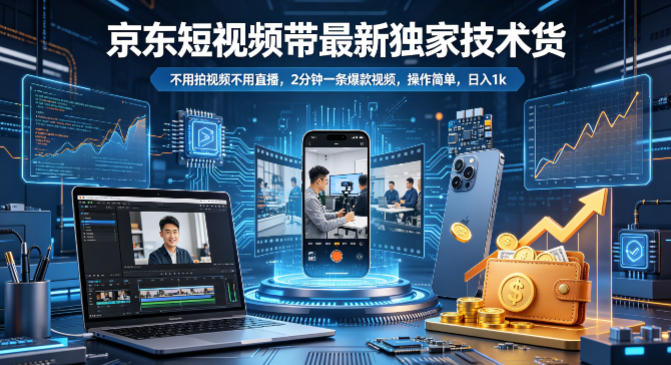 京东短视频带货最新独家技术，不用拍视频不用直播，2分钟一条爆款视频，操作简单，日入1k+【揭秘】瀚萌资源网-网赚网-网赚项目网-虚拟资源网-国学资源网-易学资源网-本站有全网最新网赚项目-易学课程资源-中医课程资源的在线下载网站！瀚萌资源网