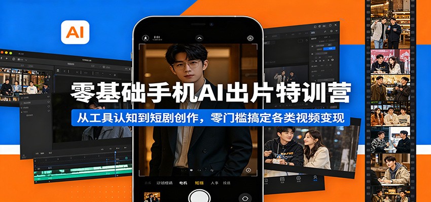 零基础手机AI出片特训营：从工具认知到短剧创作，零门槛搞定各类视频变现瀚萌资源网-网赚网-网赚项目网-虚拟资源网-国学资源网-易学资源网-本站有全网最新网赚项目-易学课程资源-中医课程资源的在线下载网站！瀚萌资源网