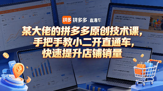 某大佬的拼多多原创技术课，手把手教小二开直通车，快速提升店铺销量瀚萌资源网-网赚网-网赚项目网-虚拟资源网-国学资源网-易学资源网-本站有全网最新网赚项目-易学课程资源-中医课程资源的在线下载网站！瀚萌资源网