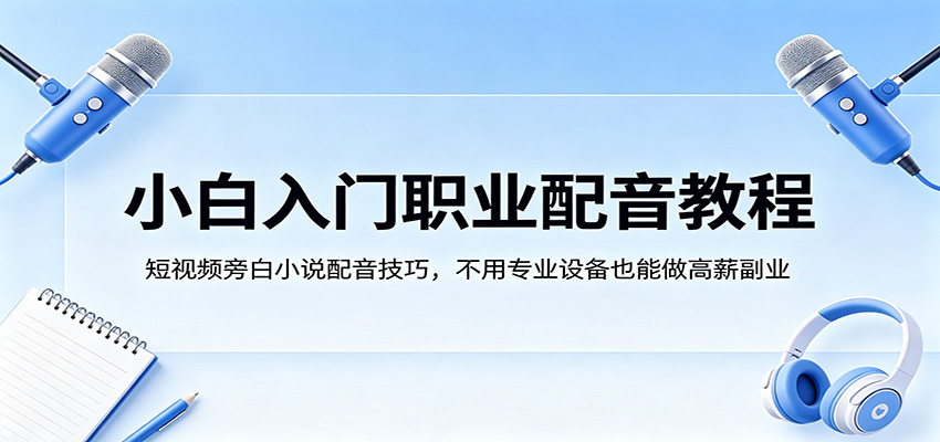 小白入门职业配音教程，短视频旁白小说配音技巧，不用专业设备也能做高薪副业瀚萌资源网-网赚网-网赚项目网-虚拟资源网-国学资源网-易学资源网-本站有全网最新网赚项目-易学课程资源-中医课程资源的在线下载网站！瀚萌资源网