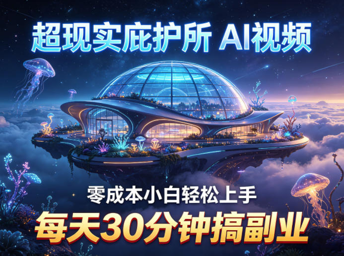 超现实庇护所AI视频项目拆解，零成本小白轻松上手，每天30分钟搞副业瀚萌资源网-网赚网-网赚项目网-虚拟资源网-国学资源网-易学资源网-本站有全网最新网赚项目-易学课程资源-中医课程资源的在线下载网站！瀚萌资源网