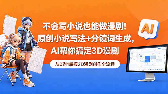（18512期）不会写小说也能做漫剧！原创小说写法+分镜词生成，AI帮你搞定3D漫剧瀚萌资源网-网赚网-网赚项目网-虚拟资源网-国学资源网-易学资源网-本站有全网最新网赚项目-易学课程资源-中医课程资源的在线下载网站！瀚萌资源网