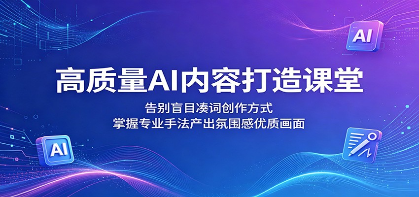 高质量AI内容打造课堂：告别盲目凑词创作方式，掌握专业手法产出氛围感优质画面瀚萌资源网-网赚网-网赚项目网-虚拟资源网-国学资源网-易学资源网-本站有全网最新网赚项目-易学课程资源-中医课程资源的在线下载网站！瀚萌资源网