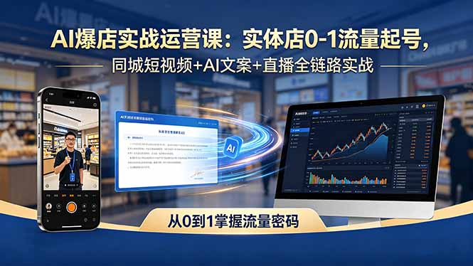 （18451期）AI爆店实战运营课：实体店0-1流量起号，同城短视频+AI文案+直播全链路实战瀚萌资源网-网赚网-网赚项目网-虚拟资源网-国学资源网-易学资源网-本站有全网最新网赚项目-易学课程资源-中医课程资源的在线下载网站！瀚萌资源网