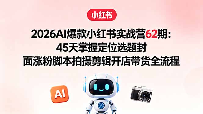（18606期）2026AI爆款小红书实战营62期：45天掌握定位选题封面涨粉脚本拍摄剪辑开店带货全流程瀚萌资源网-网赚网-网赚项目网-虚拟资源网-国学资源网-易学资源网-本站有全网最新网赚项目-易学课程资源-中医课程资源的在线下载网站！瀚萌资源网