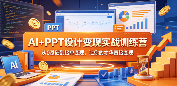 AI+PPT设计变现实战训练营，从0基础到接单变现，让你的才华直接变现瀚萌资源网-网赚网-网赚项目网-虚拟资源网-国学资源网-易学资源网-本站有全网最新网赚项目-易学课程资源-中医课程资源的在线下载网站！瀚萌资源网