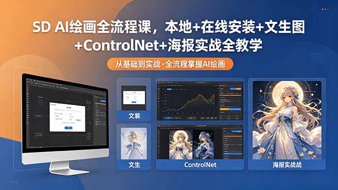 （18453期）SD AI绘画全流程课，本地+在线安装+文生图+ControlNet+海报实战全教学瀚萌资源网-网赚网-网赚项目网-虚拟资源网-国学资源网-易学资源网-本站有全网最新网赚项目-易学课程资源-中医课程资源的在线下载网站！瀚萌资源网