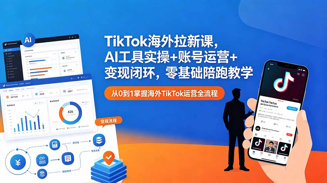 （18522期）TikTok海外拉新课，AI工具实操+账号运营+变现闭环，零基础陪跑教学瀚萌资源网-网赚网-网赚项目网-虚拟资源网-国学资源网-易学资源网-本站有全网最新网赚项目-易学课程资源-中医课程资源的在线下载网站！瀚萌资源网