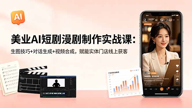 （18536期）美业AI短剧漫剧制作实战课：生图技巧+对话生成+视频合成，赋能实体门店线上获客瀚萌资源网-网赚网-网赚项目网-虚拟资源网-国学资源网-易学资源网-本站有全网最新网赚项目-易学课程资源-中医课程资源的在线下载网站！瀚萌资源网