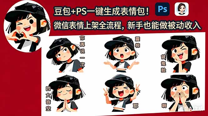 （18402期）豆包+PS一键生成表情包！微信表情上架全流程，新手也能做被动收入瀚萌资源网-网赚网-网赚项目网-虚拟资源网-国学资源网-易学资源网-本站有全网最新网赚项目-易学课程资源-中医课程资源的在线下载网站！瀚萌资源网