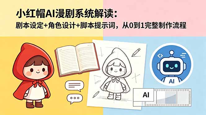 （18612期）小红帽AI漫剧系统解读：剧本设定+角色设计+脚本提示词，从0到1完整制作流程瀚萌资源网-网赚网-网赚项目网-虚拟资源网-国学资源网-易学资源网-本站有全网最新网赚项目-易学课程资源-中医课程资源的在线下载网站！瀚萌资源网