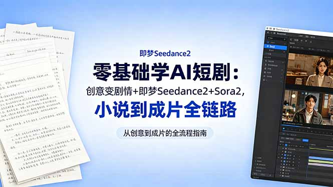 （18537期）零基础学AI短剧：创意变剧情+即梦Seedance2+Sora2，小说到成片全链路瀚萌资源网-网赚网-网赚项目网-虚拟资源网-国学资源网-易学资源网-本站有全网最新网赚项目-易学课程资源-中医课程资源的在线下载网站！瀚萌资源网