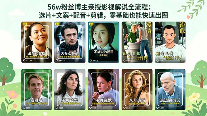 （18579期）56万粉丝博主亲授影视解说全流程：选片+文案+配音+剪辑，零基础也能快速出圈瀚萌资源网-网赚网-网赚项目网-虚拟资源网-国学资源网-易学资源网-本站有全网最新网赚项目-易学课程资源-中医课程资源的在线下载网站！瀚萌资源网