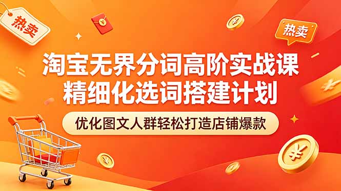 （18564期）淘宝无界分词高阶实战课 精细化选词搭建计划 优化图文人群轻松打造店铺爆款瀚萌资源网-网赚网-网赚项目网-虚拟资源网-国学资源网-易学资源网-本站有全网最新网赚项目-易学课程资源-中医课程资源的在线下载网站！瀚萌资源网