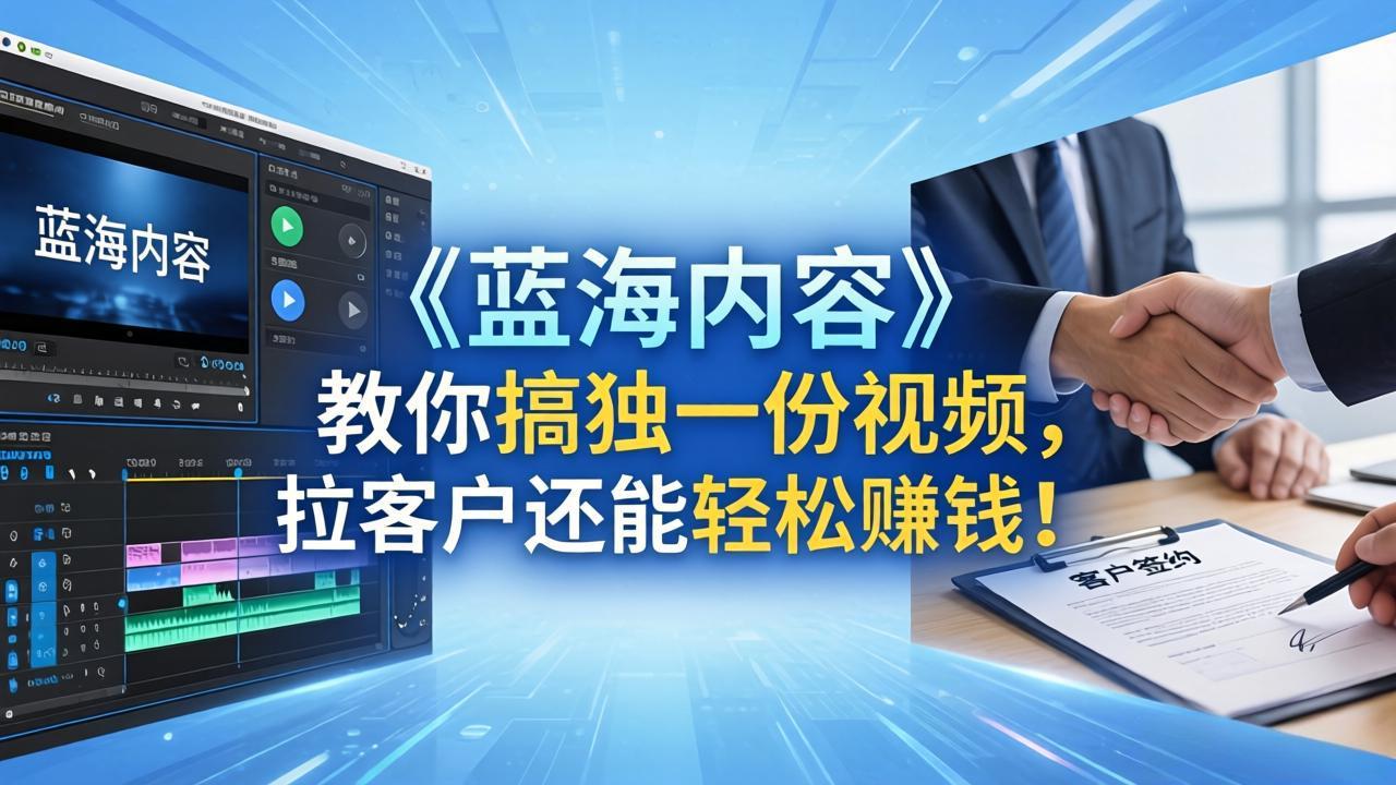 （18301期）做视频卷不动了？《蓝海内容》教你搞独一份视频，拉客户还能轻松赚钱！瀚萌资源网-网赚网-网赚项目网-虚拟资源网-国学资源网-易学资源网-本站有全网最新网赚项目-易学课程资源-中医课程资源的在线下载网站！瀚萌资源网